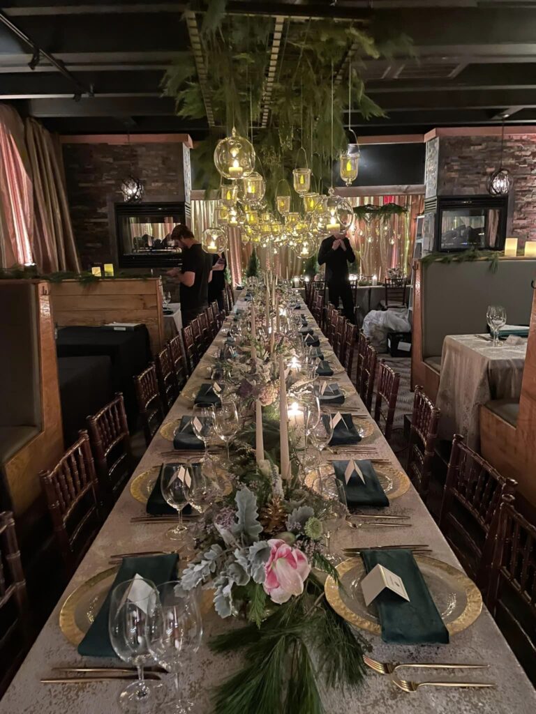 wedding venue with floral arrangements